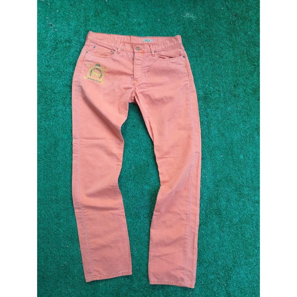 Vtg Polo Ralph Lauren PRL Challenge Cup Team Button Fly Pant 34x32 Resort Orange
